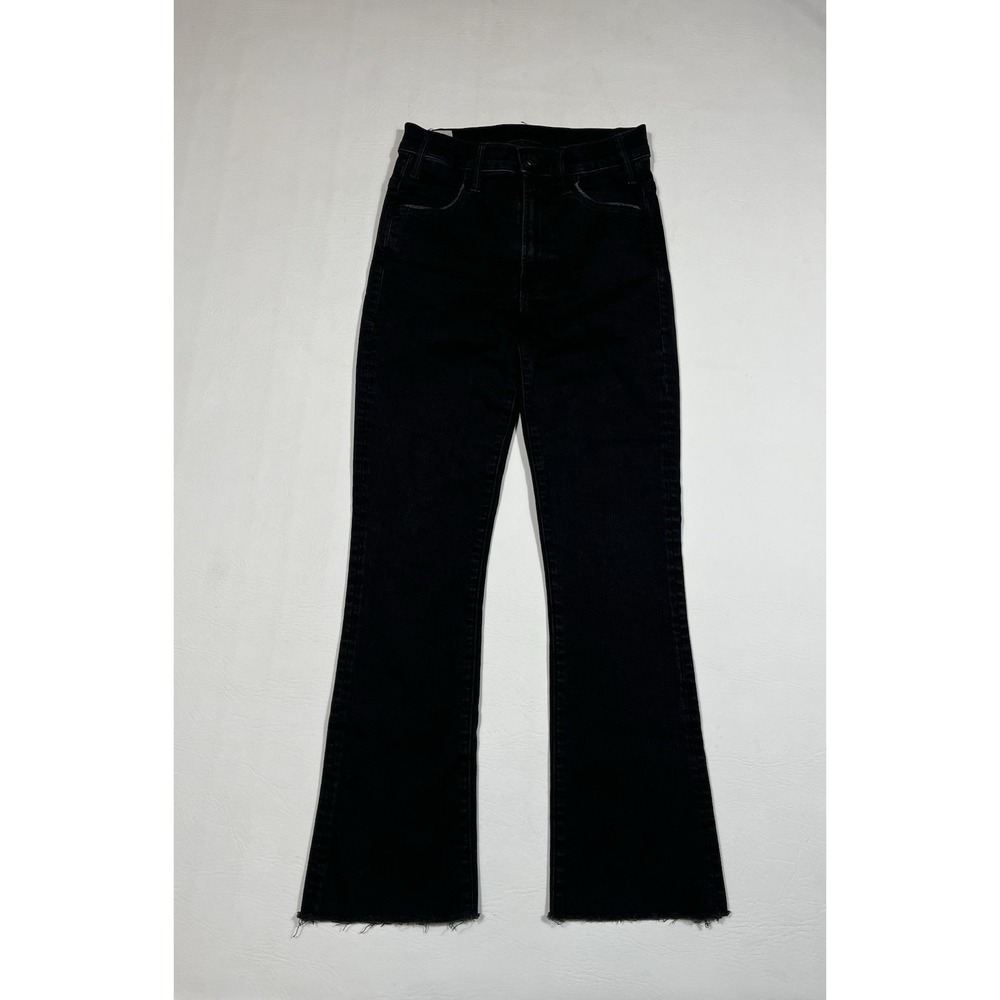 Mother Lil Hustler Ankle Fray Jeans Womens 24 Black Denim Not Guilty Frayed Hem